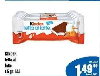 Del Prete Distribuzioni KINDER fetta al latte 1,5 gr. 140 offerta