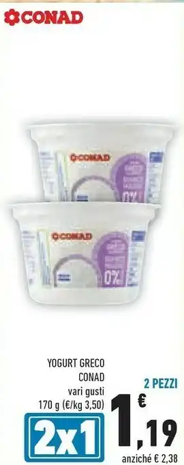 Conad Conad - Yogurt Greco Autentico Bianco Intero 170 G(ml) offerta