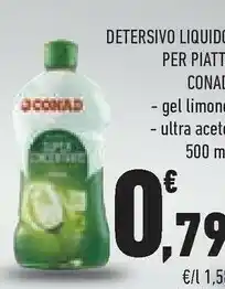 Conad Conad Detersivo Liquido Per Piatti Gel Limone offerta