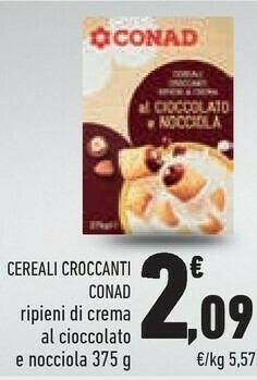 Conad Conad Cereali Croccanti Ripieni Di Crema Al Cioccolato E Nocciola offerta