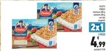 Conad Findus Filetti Gratinati Di Merluzzo D'Alaska Integrali 380 G(ml) offerta