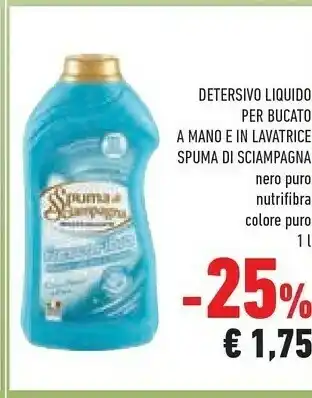 Conad Spuma di Sciampagna Detersivo Liquido Per Bucato Nero Puro 1000ml offerta