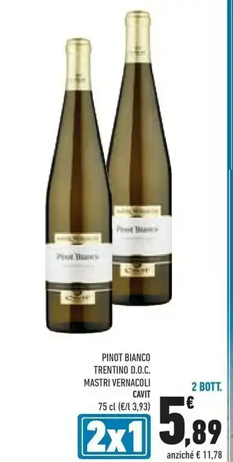 Conad Mastri vernacoli Pinot Bianco Trentino DOC offerta