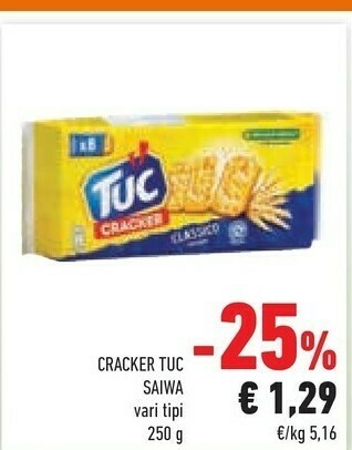 Conad Saiwa Tuc Cracker Classico 250 G(ml) offerta