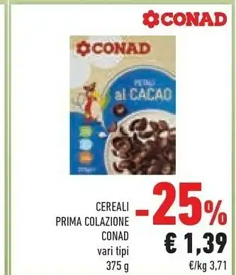 Conad Conad Cereali Prima Colazione Al Cacao 375 G offerta