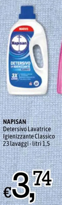 Famila NAPISAN Detersivo Lavatrice Igienizzante Classico 23 lavaggi-litri 1,5 offerta
