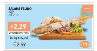 Prezzemolo e Vitale SALAME FELINO IGP all'etto offerta