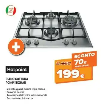 Expert Hotpoint PCN 641 T/IX/HAR Piano Cottura Acciaio Inossidabile Da Incasso 60 Cm Gas 4 Fornello(i) offerta