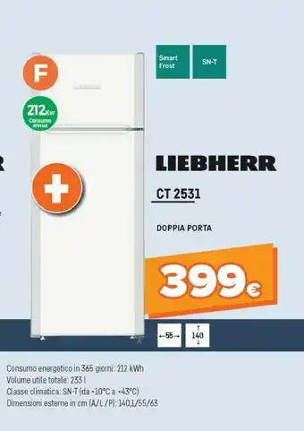 Liebherr CT 2531 Frigorifero Con Congelatore Libera Installazione Bianco 233 L A++