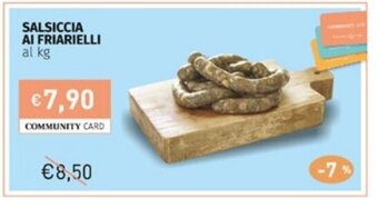 Prezzemolo e Vitale SALSICCIA AI FRIARIELLI al kg offerta