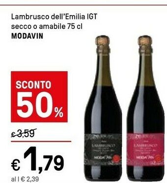 Iper La Grande Modavin Lambrusco Dell'emilia Igt Secco O Amabile offerta