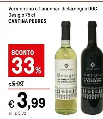 Iper La Grande Cantina Pedres Vermentino O Cannonau Di Sardegna Doc Desigio offerta