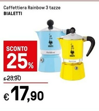 Iper La Grande Bialetti Caffettiera Rainbow 3 Tazze offerta