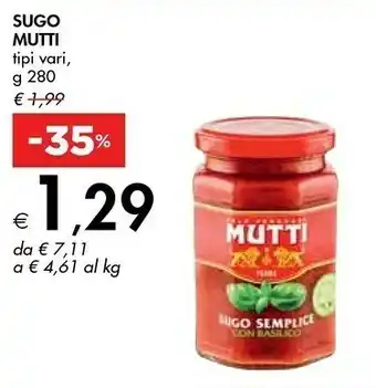 Bennet Mutti Mutti - Sugo Pomodoro e Basilico 280 g(ml) offerta