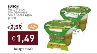 Prezzemolo e Vitale BUITONI Pesto Fresco alla Genovese con e senza Aglio gr 130 offerta