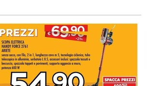 Bennet Ariete Scopa Elettrica Handy Force 2761 offerta