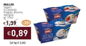 Prezzemolo e Vitale MULLER Yogurt S/Lattosio Fragola, Bianco, Vaniglia gr 125x2 offerta