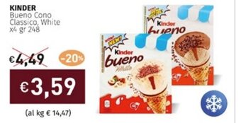 Prezzemolo e Vitale KINDER Bueno Cono Classico, White x4 gr 248 offerta