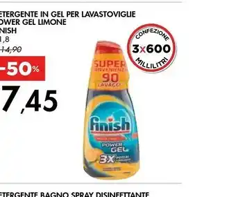 Bennet Finish Detergente In Gel Per Lavastoviglie Power Gel Limone offerta