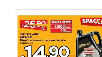 Bennet Arexons 10W-40 Olio Per Auto Semisintetico 4 L offerta