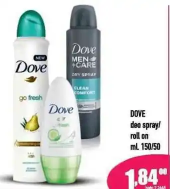 DOVE deo spray/ roll on ml 150/50