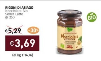 Prezzemolo e Vitale RIGONI DI ASIAGO Nocciolata Bio Senza Latte gr 250 offerta