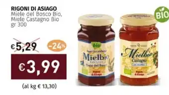 Prezzemolo e Vitale RIGONI DI ASIAGO Miele del Bosco Bio, Miele Castagno Bio gr 300 offerta