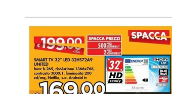 Bennet United Smart TV 32" LED 32HS72A9 offerta