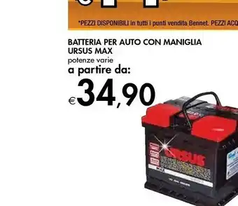 Bennet Ursus Max Batteria Per Auto Con Maniglia offerta