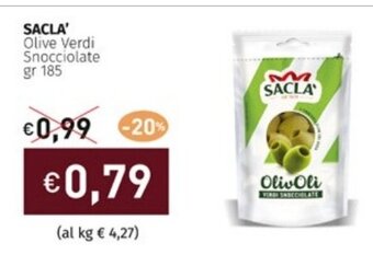 Prezzemolo e Vitale SACLA' Olive Verdi Snocciolate gr 185 offerta