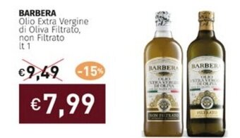 Prezzemolo e Vitale BARBERA Olio Extra Vergine di Oliva Filtrato, non Filtrato Lt. 1 offerta
