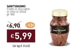 Prezzemolo e Vitale SANT'ERASMO Filetti di Acciughe in Olio di Oliva gr 160 offerta