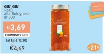 Prezzemolo e Vitale GIỮ GIỮ Ragù alla Bolognese gr 300 offerta