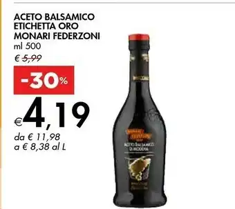 Monari federzoni Aceto Balsamico Etichetta Oro