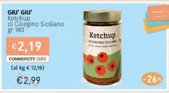 Prezzemolo e Vitale GIỮ GIỮ Ketchup di Ciliegino Siciliano gr 180 offerta