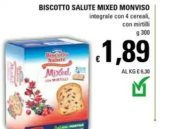 Basko Monviso Biscotto Salute Integrale Con 4 Cereali 300 G(ml) offerta