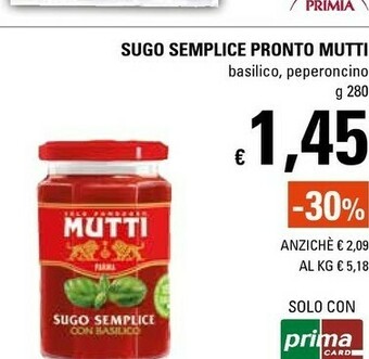 Mutti Sugo Pomodoro E Basilico 280 G(ml)
