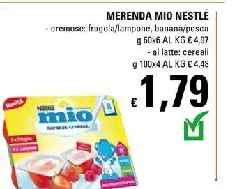 Basko Nestlè Merendina Mio Cremose Fragola/ Lampone/ Banana/ Pesca/ Al Latte Cereali offerta