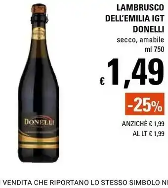 Basko Donelli Lambrusco Dell'emilia Igt Secco 750 Ml offerta