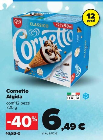 Carrefour Cornetto Algida conf 12 pezzi 720 g offerta