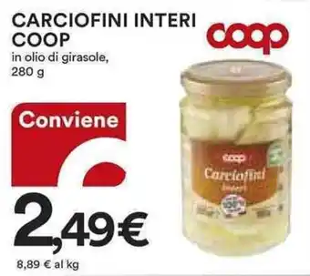 Ipercoop CARCIOFINI INTERI COOP in olio di girasole, 280 g offerta
