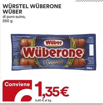 Ipercoop WÜRSTEL WÜBERONE WÜBER di puro suino, 250 g offerta
