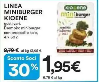 LINEA MINIBURGER KIOENE gusti vari. Esempio: miniburger con broccoli e kale, 4x50g