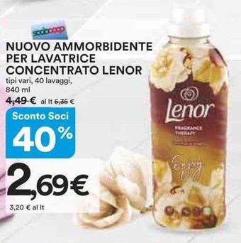 Ipercoop NUOVO AMMORBIDENTE PER LAVATRICE CONCENTRATO LENOR tipi vari, 40 lavaggi, 840 ml offerta