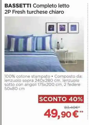 Ipercoop BASSETTI Completo letto 2P Fresh turchese chiaro offerta