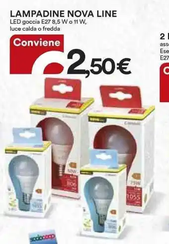 Ipercoop LAMPADINE NOVA LINE LED goccia E27 8,5 W o 11 W, luce calda o fredda offerta