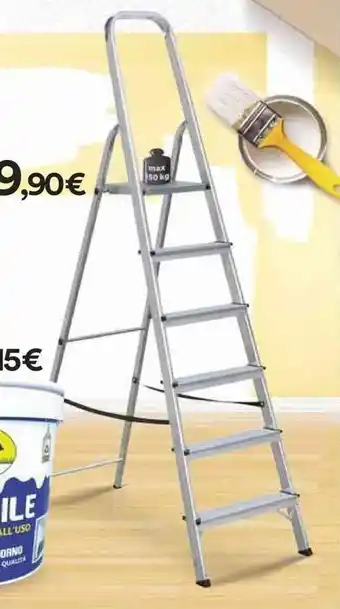 Ipercoop SCALA IN ALLUMINIO 6 GRADINI portata massima 150 kg, conforme alla norma EN131, peso 4,6, disponibile anche da 5 e 7 gradini offerta