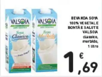 BEVANDA SOYA 100% VEGETALE BONTÀ E SALUTE VALSOIA classico, morbido, 1 Utro
