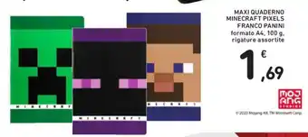 Conad MAXI QUADERNO MINECRAFT PIXELS FRANCO PANINI. formato A4, 100 g offerta