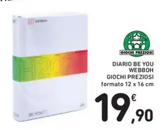 Conad DIARIO BE YOU WEBBOH GIOCHI PREZIOSI formato 12 x 16 cm offerta